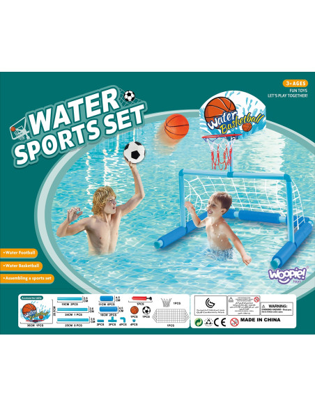WOOPIE Zestaw Wodny Koszykówka 2w1 Bramka do Piłki Nożnej + Piłki + Pompka