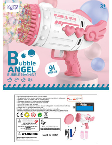 WOOPIE Pistolet do Robienia Baniek Mydlanych 91 Otworów Różowy