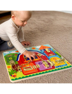 TOOKY TOY Tablica Manipulacyjna Zamki Obrazki Farma 2