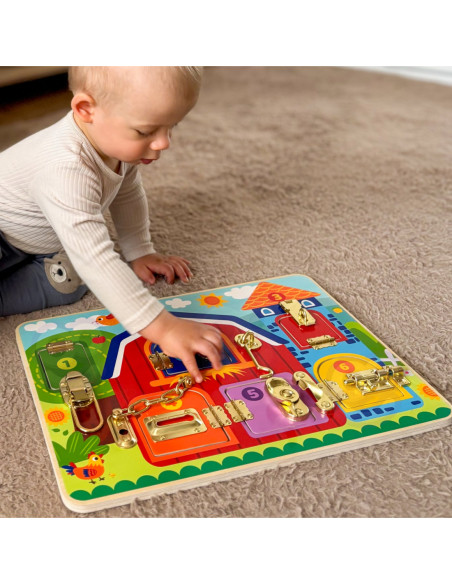 TOOKY TOY Tablica Manipulacyjna Zamki Obrazki Farma