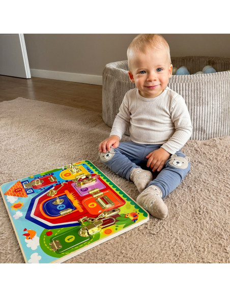 TOOKY TOY Tablica Manipulacyjna Zamki Obrazki Farma