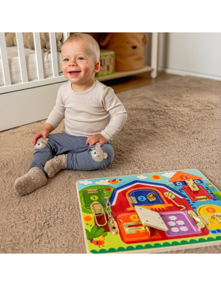 TOOKY TOY Tablica Manipulacyjna Zamki Obrazki Farma