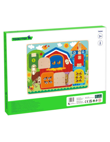 TOOKY TOY Tablica Manipulacyjna Zamki Obrazki Farma