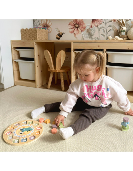 TOOKY TOY Zegar Drewniana Zabawka Edukacyjna Nauka Czasu Kształtów