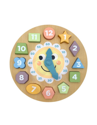 TOOKY TOY Zegar Drewniana Zabawka Edukacyjna Nauka Czasu Kształtów