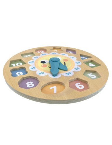 TOOKY TOY Zegar Drewniana Zabawka Edukacyjna Nauka Czasu Kształtów