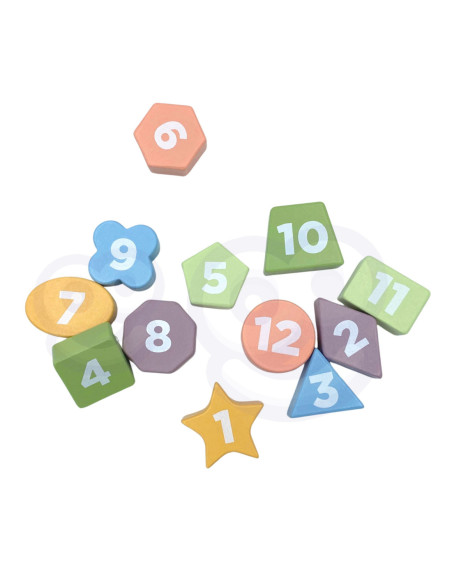 TOOKY TOY Zegar Drewniana Zabawka Edukacyjna Nauka Czasu Kształtów