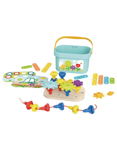 TOOKY TOY Układanka Montessori Kołki w Pudełku Stosy Nawlekanka