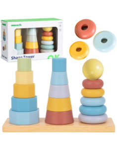 TOOKY TOY Trzy Wieże Układanka w Stosy Sorter Montessori