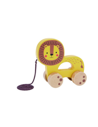 TOOKY TOY Lew do Ciągnięcia Drewniany