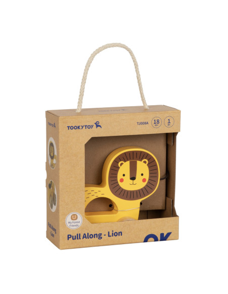 TOOKY TOY Lew do Ciągnięcia Drewniany