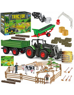 WOOPIE Zestaw Maszyn Rolniczych Traktor Ciągnik Zagroda Mini Farma Osada Rolnicy Skala: 1:24