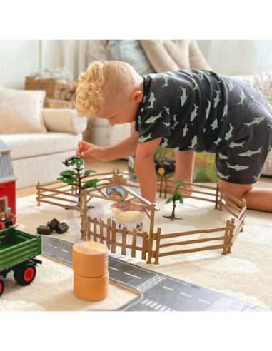 WOOPIE Zestaw Maszyn Rolniczych Rraktor Ciągnik Zagroda Mini Farma Osada Rolnicy