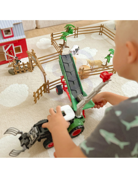 WOOPIE Zestaw Maszyn Rolniczych Rraktor Ciągnik Zagroda Mini Farma Osada Rolnicy