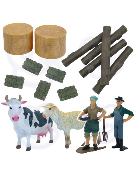 WOOPIE Zestaw Maszyn Rolniczych Rraktor Ciągnik Zagroda Mini Farma Osada Rolnicy