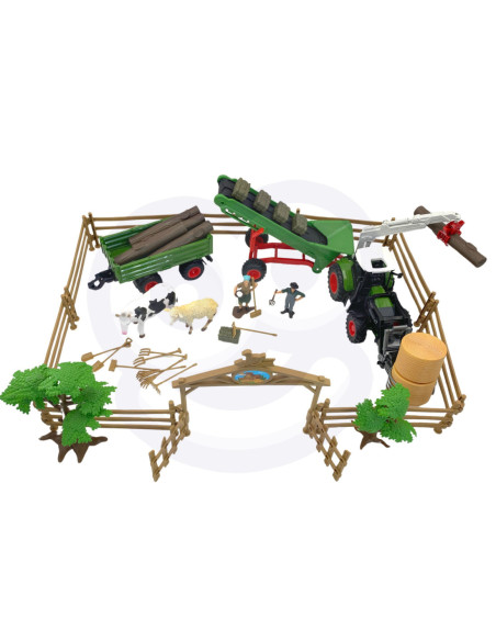WOOPIE Zestaw Maszyn Rolniczych Rraktor Ciągnik Zagroda Mini Farma Osada Rolnicy