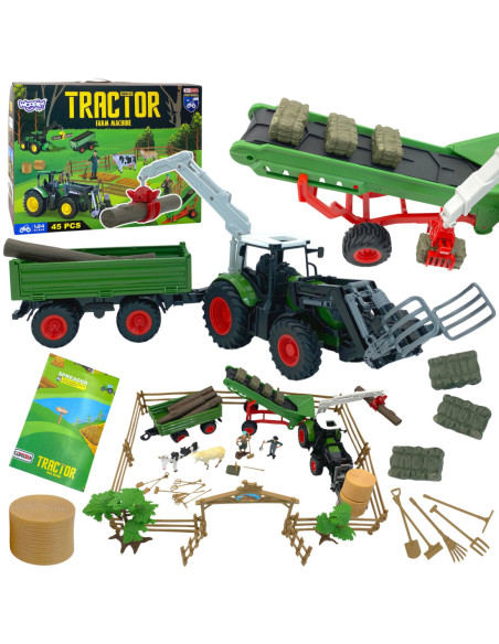 WOOPIE Zestaw Maszyn Rolniczych Rraktor Ciągnik Zagroda Mini Farma Osada Rolnicy