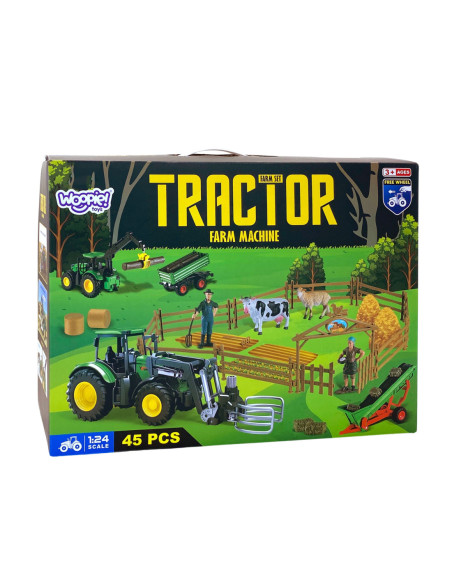 WOOPIE Zestaw Maszyn Rolniczych Rraktor Ciągnik Zagroda Mini Farma Osada Rolnicy
