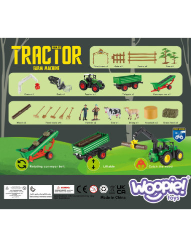 WOOPIE Zestaw Maszyn Rolniczych Rraktor Ciągnik Zagroda Mini Farma Osada Rolnicy