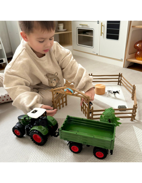 WOOPIE Zestaw Mini Farma Traktor Zwierzęta Osada Farma Rolnik Narzędzia