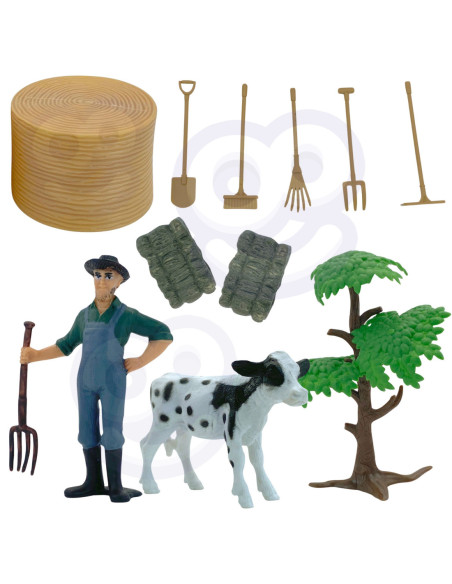 WOOPIE Zestaw Mini Farma Traktor Zwierzęta Osada Farma Rolnik Narzędzia