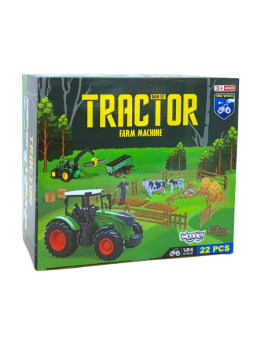 WOOPIE Zestaw Mini Farma Traktor Zwierzęta Osada Farma Rolnik Narzędzia