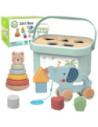 WOOPIE GREEN Pudełko Sorter Box 3w1 Klocki Piramidka Słonik