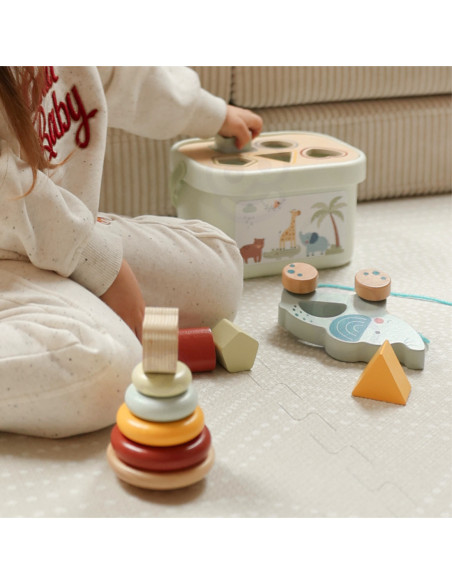 WOOPIE GREEN Pudełko Sorter Box 3w1 Klocki Piramidka Słonik