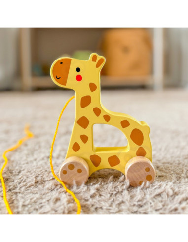 TOOKY TOY Żyrafka do Ciągnięcia Drewniany