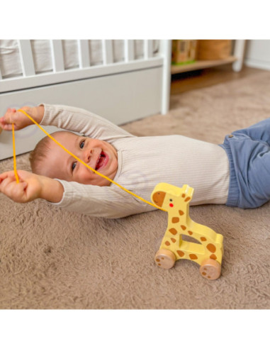 TOOKY TOY Żyrafka do Ciągnięcia Drewniany
