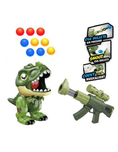 WOOPIE Interaktywny Pistolet na Piankowe Kulki + Dinozaur Wyrzutnia