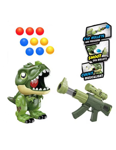WOOPIE Interaktywny Pistolet na Piankowe Kulki + Dinozaur Wyrzutnia