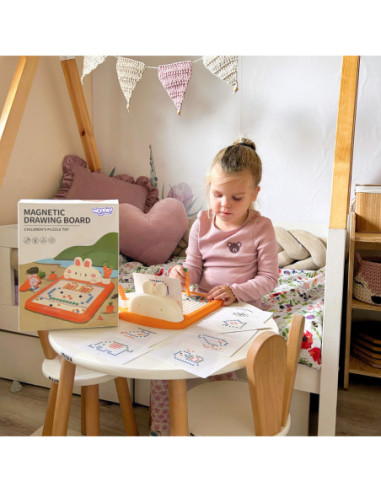 WOOPIE Tablica Magnetyczna Montessori MagPad Do Rysowania Królik Marchewka