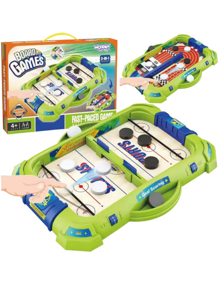 WOOPIE Gra Zręcznościowa 2w1 Mini Hokej Wyścigi