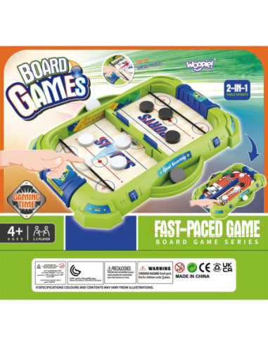 WOOPIE Gra Zręcznościowa 2w1 Mini Hokej Wyścigi