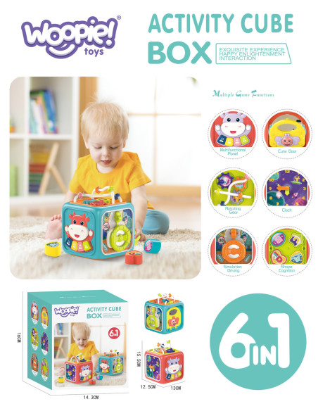 WOOPIE Kostka Sensoryczna Edukacyjna Montessori Sorter 6w1