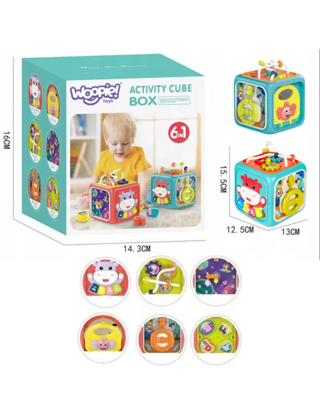 WOOPIE Kostka Sensoryczna Edukacyjna Montessori Sorter 6w1