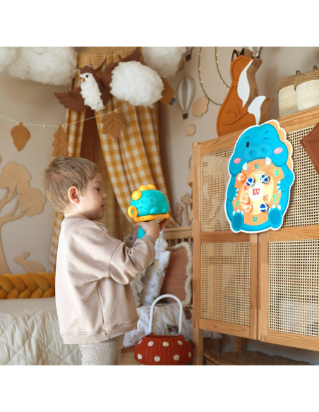 WOOPIE Gra w Rzutki Pistolet Dinozaur na Kulki Rzepy Tarcza Punkty Strzelanie