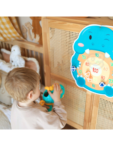 WOOPIE Gra w Rzutki Pistolet Dinozaur na Kulki Rzepy Tarcza Punkty Strzelanie