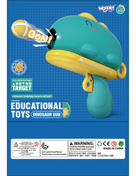 WOOPIE Gra w Rzutki Pistolet Dinozaur na Kulki Rzepy Tarcza Punkty Strzelanie