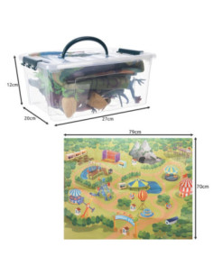 WOOPIE Zestaw Figurki Dinozaury 9szt. + Mata + Kuferek 2