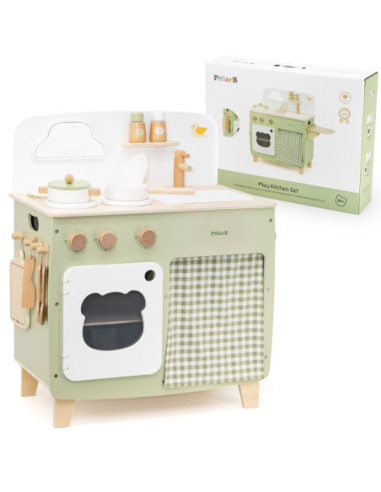 Viga PolarB Duża Drewniana Kuchnia ze Składanym Blatem + Szafka z Zasłoną