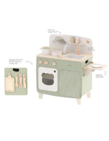 Viga PolarB Duża Drewniana Kuchnia ze Składanym Blatem + Szafka z Zasłoną