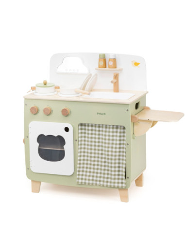 Viga PolarB Duża Drewniana Kuchnia ze Składanym Blatem + Szafka z Zasłoną