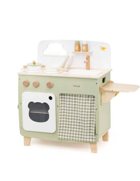 Viga PolarB Duża Drewniana Kuchnia ze Składanym Blatem + Szafka z Zasłoną