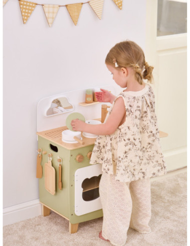 Viga PolarB Duża Drewniana Kuchnia ze Składanym Blatem + Szafka z Zasłoną