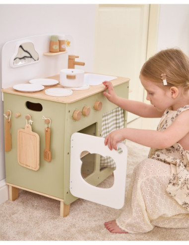 Viga PolarB Duża Drewniana Kuchnia ze Składanym Blatem + Szafka z Zasłoną