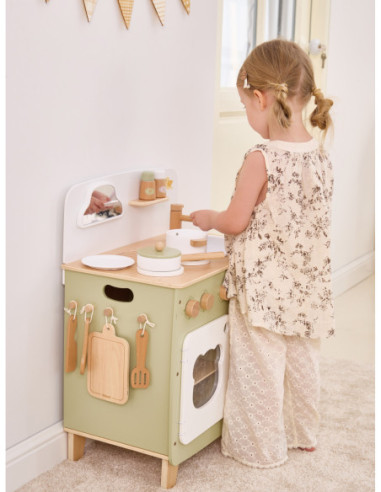 Viga PolarB Duża Drewniana Kuchnia ze Składanym Blatem + Szafka z Zasłoną