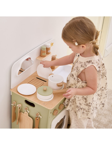 Viga PolarB Duża Drewniana Kuchnia ze Składanym Blatem + Szafka z Zasłoną