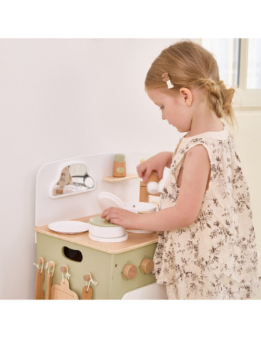 Viga PolarB Duża Drewniana Kuchnia ze Składanym Blatem + Szafka z Zasłoną